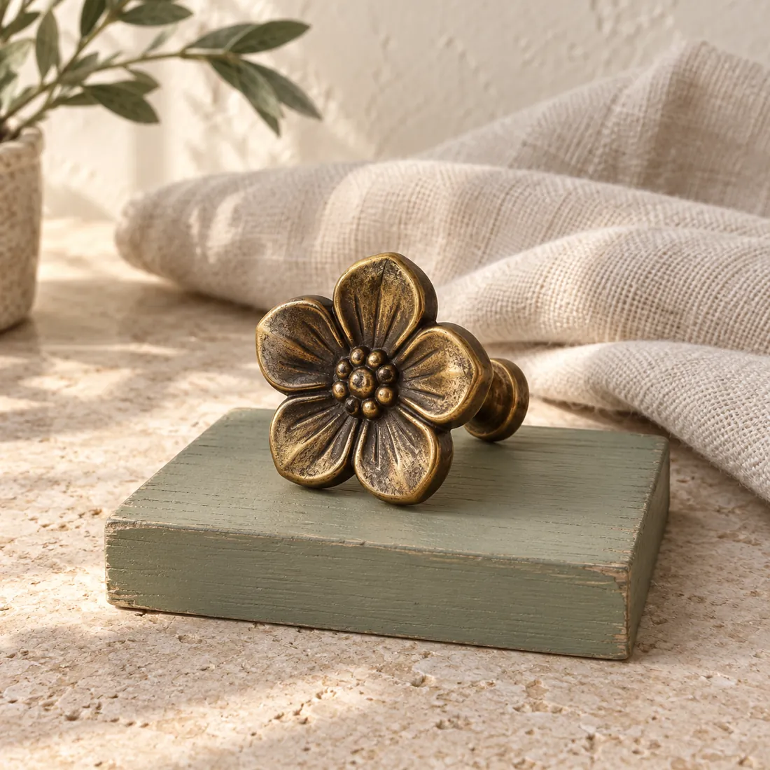Tirador Flor de bronce